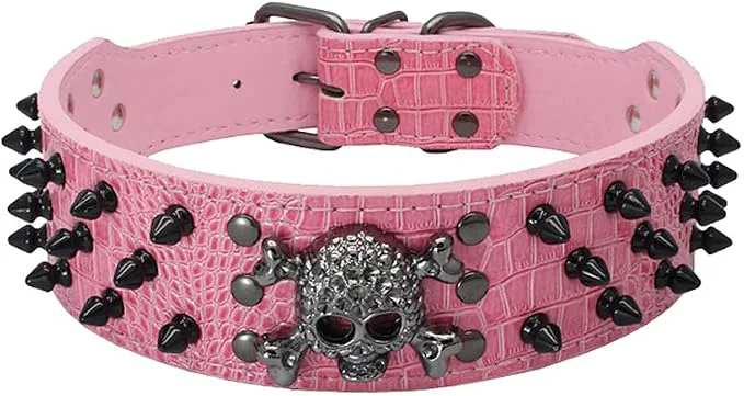 Contemporary Serijoars Spiked Studded Dog Collar PU Leather Dog Collar Adjustable Pet Luxury