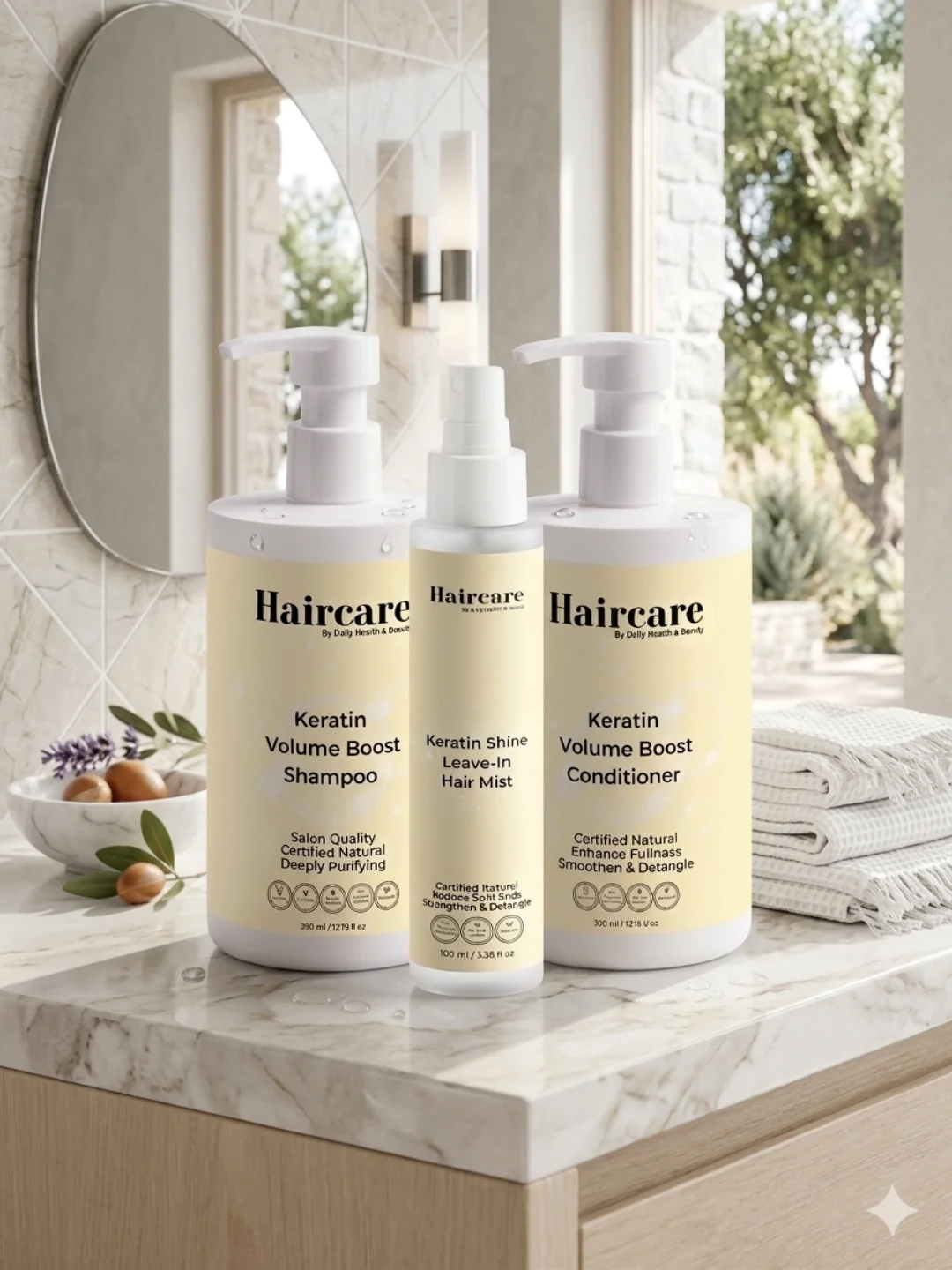 Modern Keratin Volume Boost Hair Care System – Shampoo Conditioner Leave-In Mist Comfortable