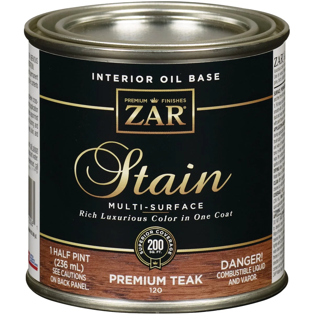 Original ZAR Oil-Based Wood Stain Premium Teak 1 2 Pt. Soft