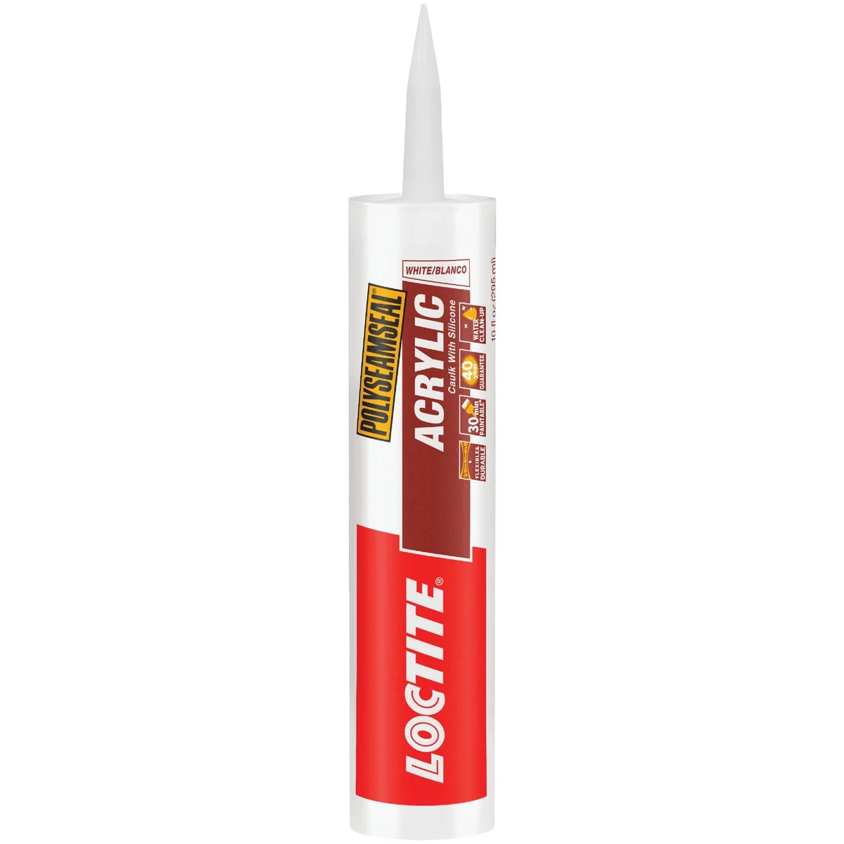 Certified LOCTITE POLYSEAMSEAL 10 Oz. White Acrylic Caulk with Silicone Innovative