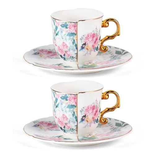 Reliable Tea Cups and Saucers Set of 2 2 Count Prestigious