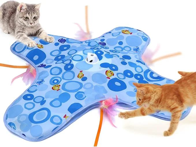 Convenient DFQ Interactive Cat Toy for Indoor Cats Rechargeable Touch-Activated Moving Feather Wand with Concealed Motion Play Toy for Kittens and Adult Cats Blue About This Long-Lasting