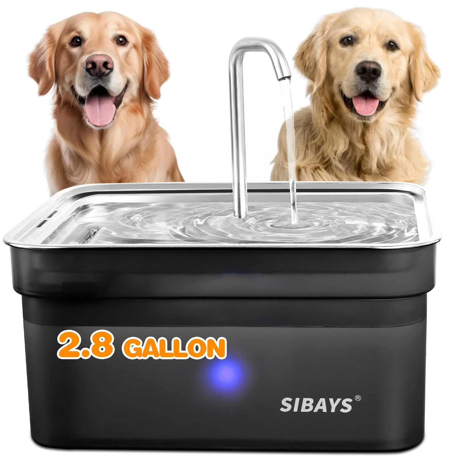 Versatile SIBAYS FS70 Large Dog Water Fountain – 355oz Stainless Steel Bowl BPA- Smooth