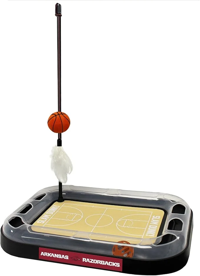 Excellent Cat Scratch Toy NCAA ARKANSAS RAZORBACKS REVERSIBLE Basketball Court Felt Cardboard Cat Scratcher Toy. Interactive Cat Ball Bell in Tracks. 6-in-1 CAT TOY Cat Wand Poll CATNIP-FILLED Plush BasketballAbout This Detailed