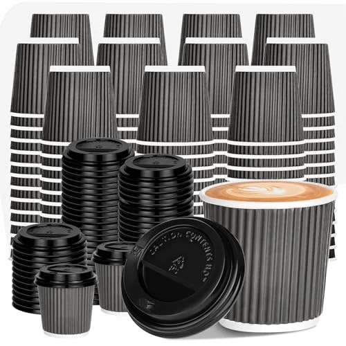 Stylish 100 Pack 4oz Disposable Espresso Cups with Lids 100 Count Sustainable