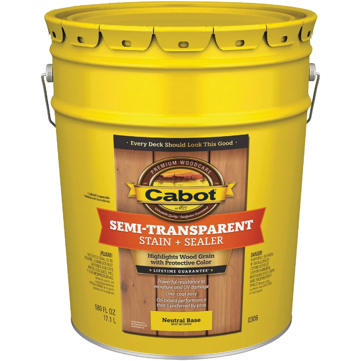 Unique Cabot Semi-Transparent Deck Siding Exterior Stain Neutral Base 5 Gal. Authentic