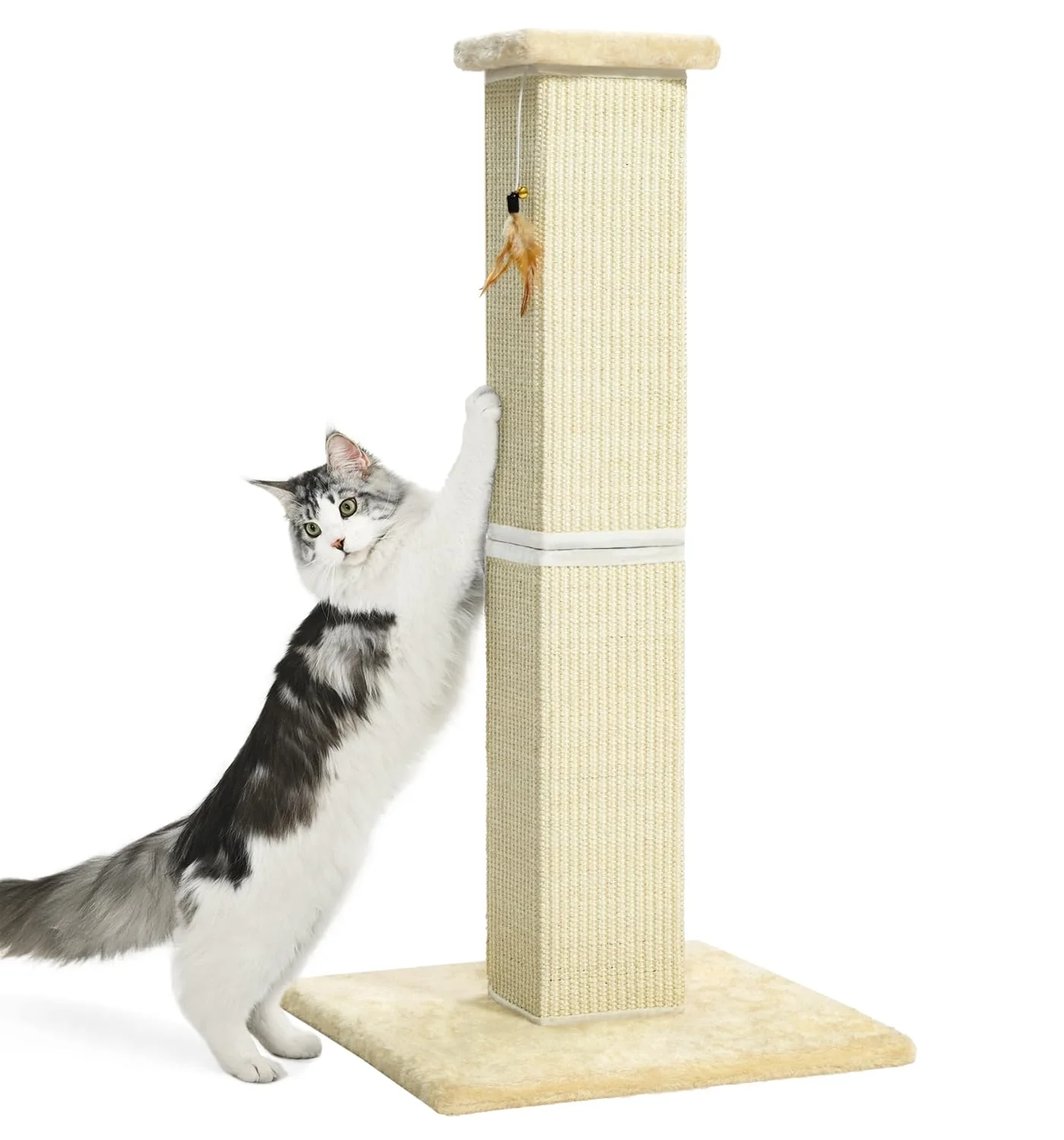 Advanced Made4Pets Cat Scratching Post – 32-Inch Tall Natural Sisal Beige Classic