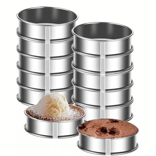 Flexible 12packs Crumpet Rings 3.15 Inch English Muffin Rings Stainless Steel Double Rolled Nonstick Metal Round Tart Ring Molds for Cookies Cooking Pastry Baking 12 Count Safe