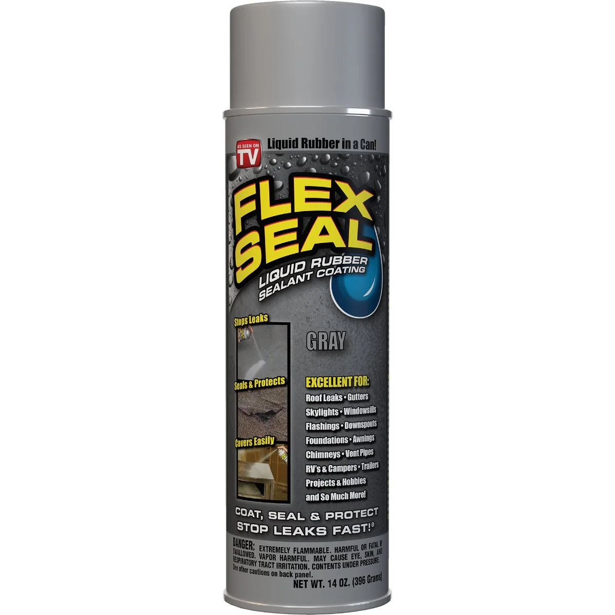 World-Class FLEX SEAL 14 Oz. Spray Rubber Sealant Gray Certified