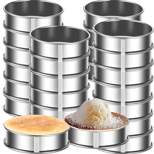 Trendy 24packs Crumpet Rings 4 Inch English Muffin Rings Stainless Steel Double Rolled Nonstick Metal Round Tart Ring Molds for Cookie Cooking Baking 24 Count Reliable