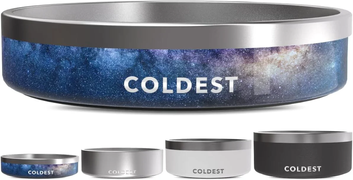 Excellent Coldest Dog Bowl – Anti Rust Metal Non Slip 3 Layers Insulated Stainless Steel Dog Bowls – Spill Proof Heavy Duty – Water Bowl for Dogs Cats Pets Dish Washer Safe 21 oz Into The Beyond Smooth