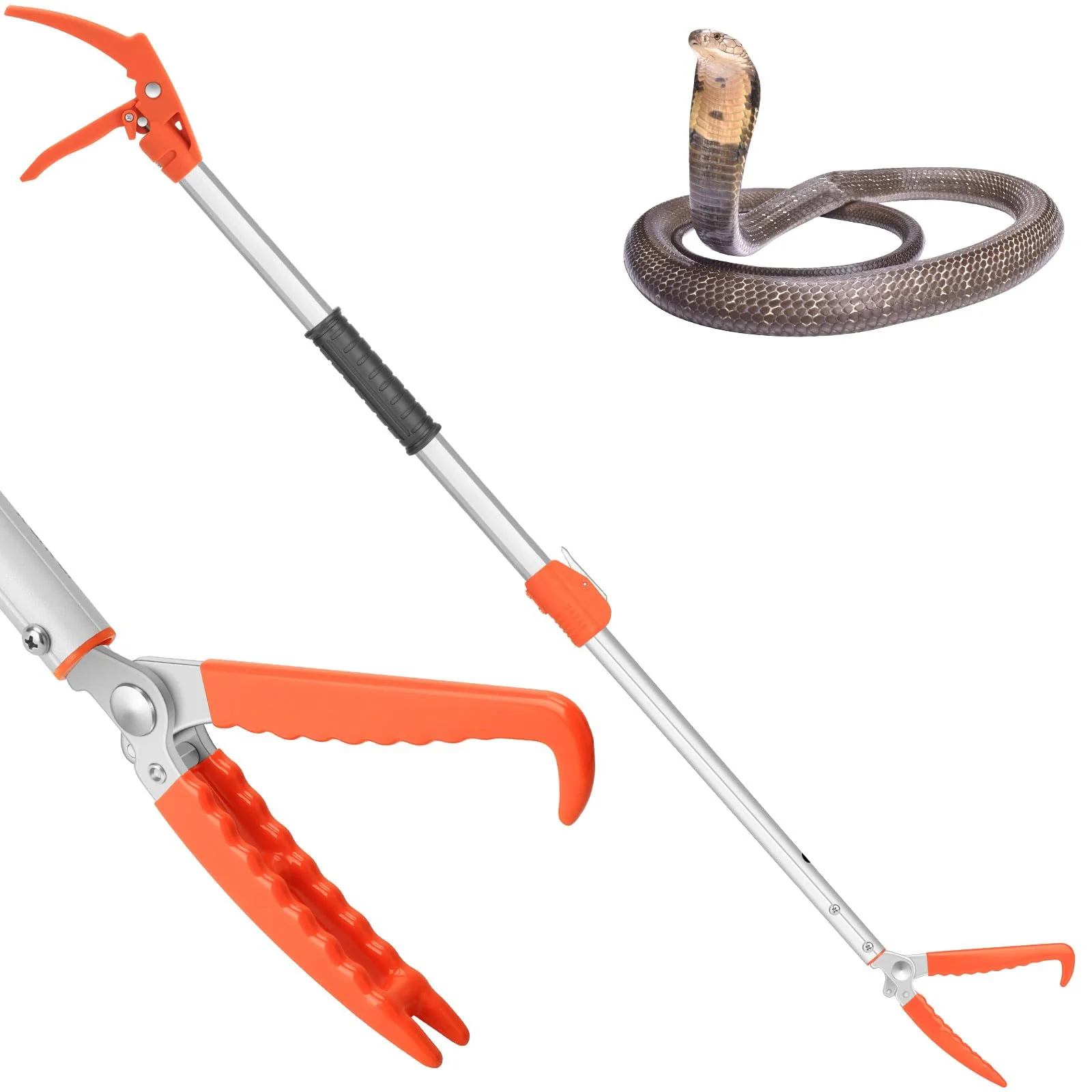 Easy-to-Use Kalkal 60-Inch Snake Grabber Tool — Telescopic Aluminum Reptile Catcher with Lock Fine Crafted