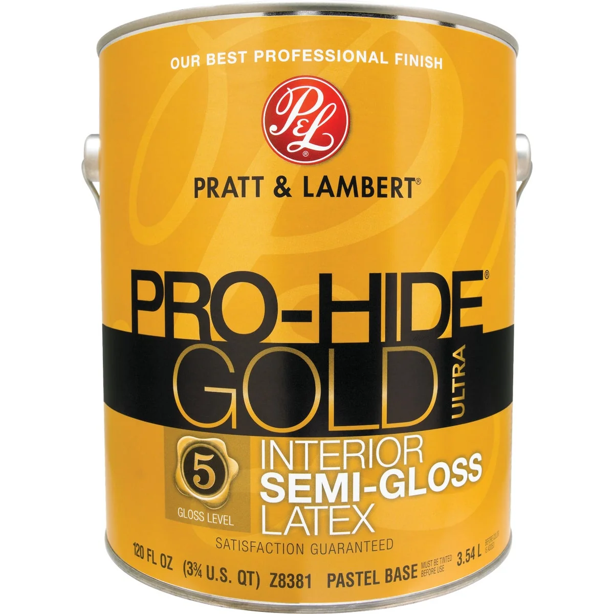 Fine Crafted Pratt Lambert Pro-Hide Gold Ultra Latex Semi-Gloss Interior Wall Paint Pastel Base 1 Gal. High-End