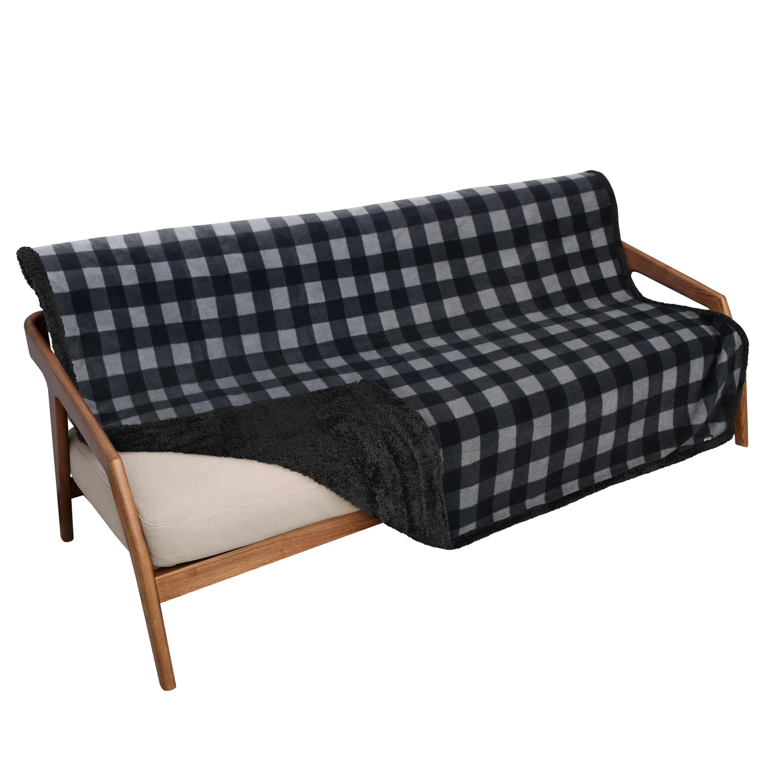 Practical Catalonia Waterproof Bed Blanket – Reversible Washable Leakproof Protector for Couch Bed 80x60 in Grey Plaid Efficient