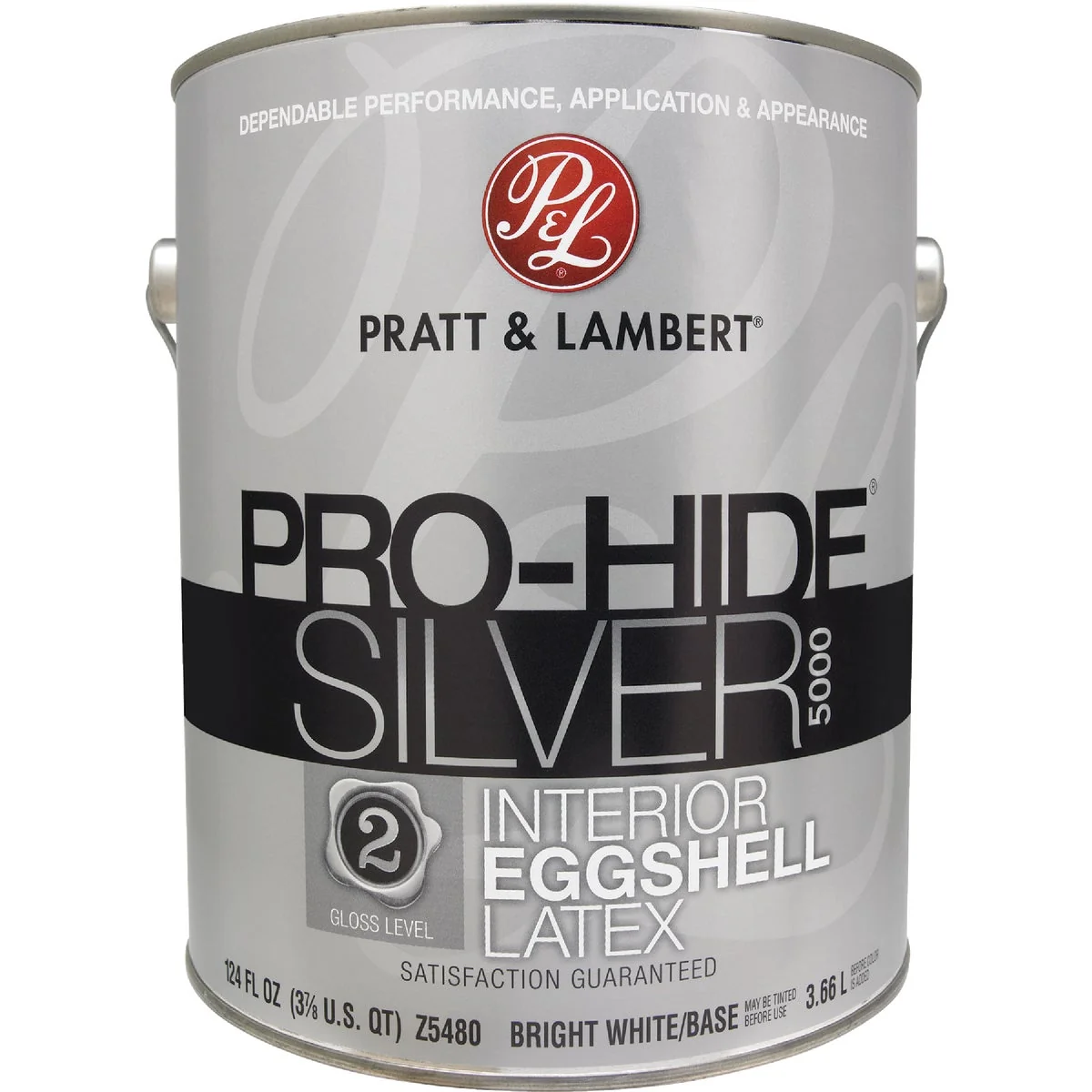 Easy-to-Use Pratt Lambert Pro-Hide Silver 5000 Latex Eggshell Interior Wall Paint Bright White Base 1 Gal. Casual