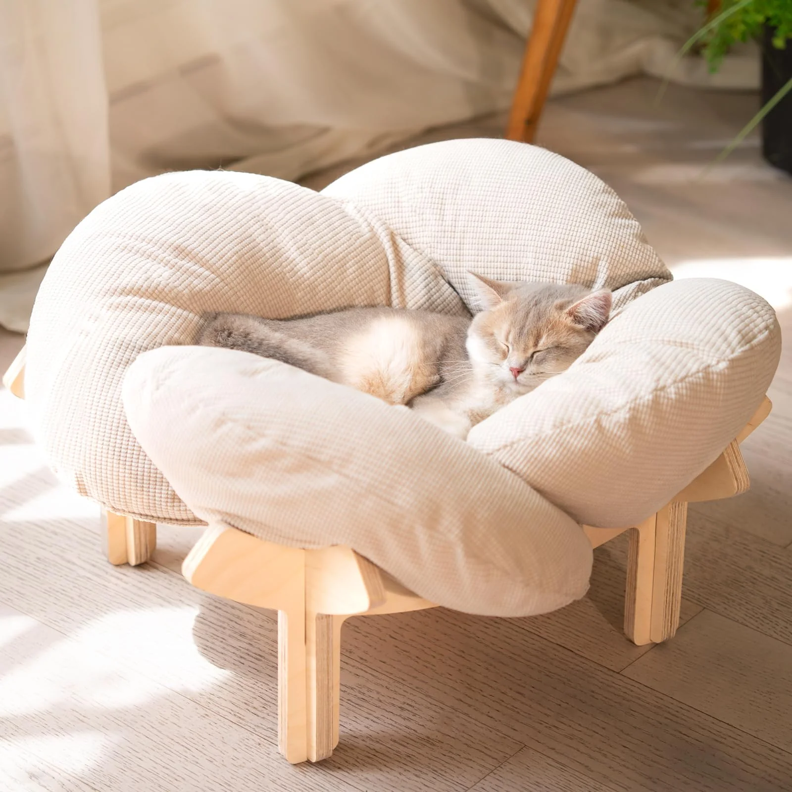 Recyclable CHEERHOME PETS d Cat Bed – Wooden Raised Cushion Lounge for Indoor Cats Carefully Designed