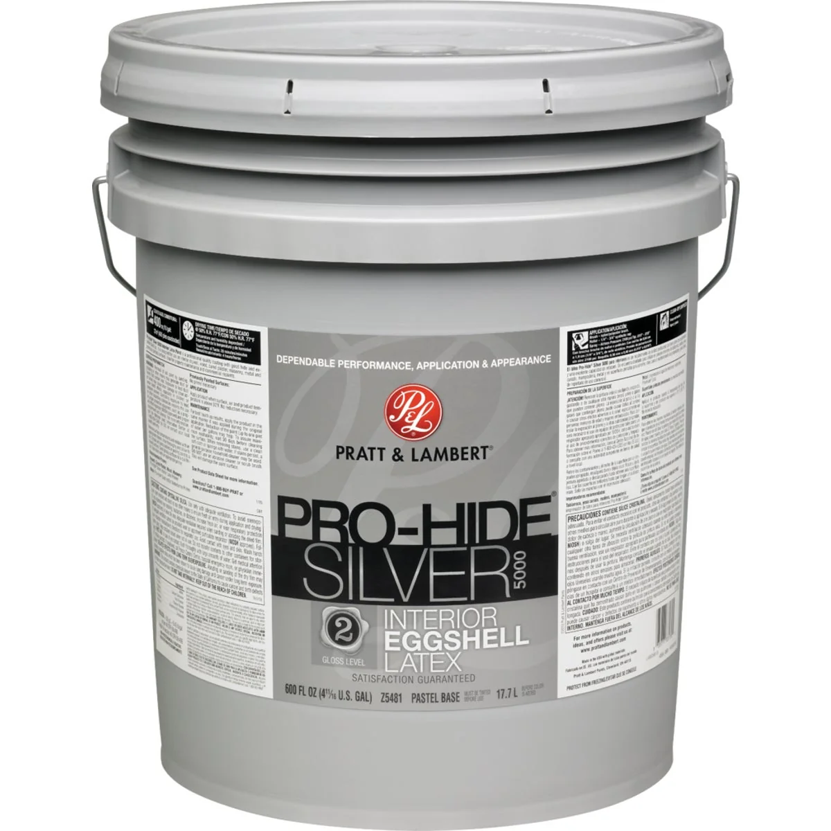 Pure Pratt Lambert Pro-Hide Silver 5000 Latex Eggshell Interior Wall Paint Pastel Base 5 Gal. Carefully Designed