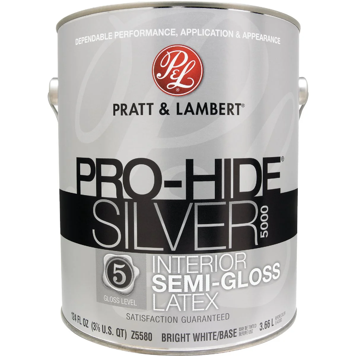 Top-Quality Pratt Lambert Pro-Hide Silver 5000 Latex Semi-Gloss Interior Wall Paint Bright White Base 1 Gal. Consistent