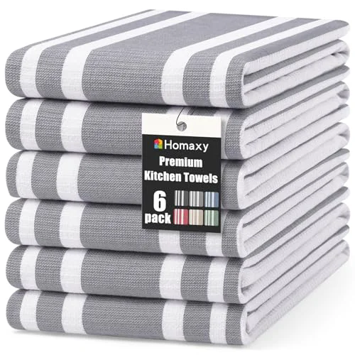 Contemporary Premium Cotton Stripe Kitchen Towels 6 Pack 6 Count Verified
