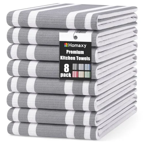 Crafted Premium Cotton Stripe Kitchen Towels 8 Pack 8 Count Smart