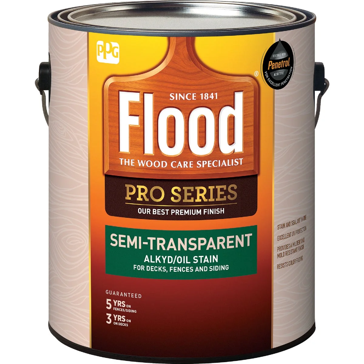 Green Flood Pro Series Alkyd Oil Semi-Transparent Deck Fence and Siding Exterior Stain Neutral Base 1 Gal. Environmentally Friendly