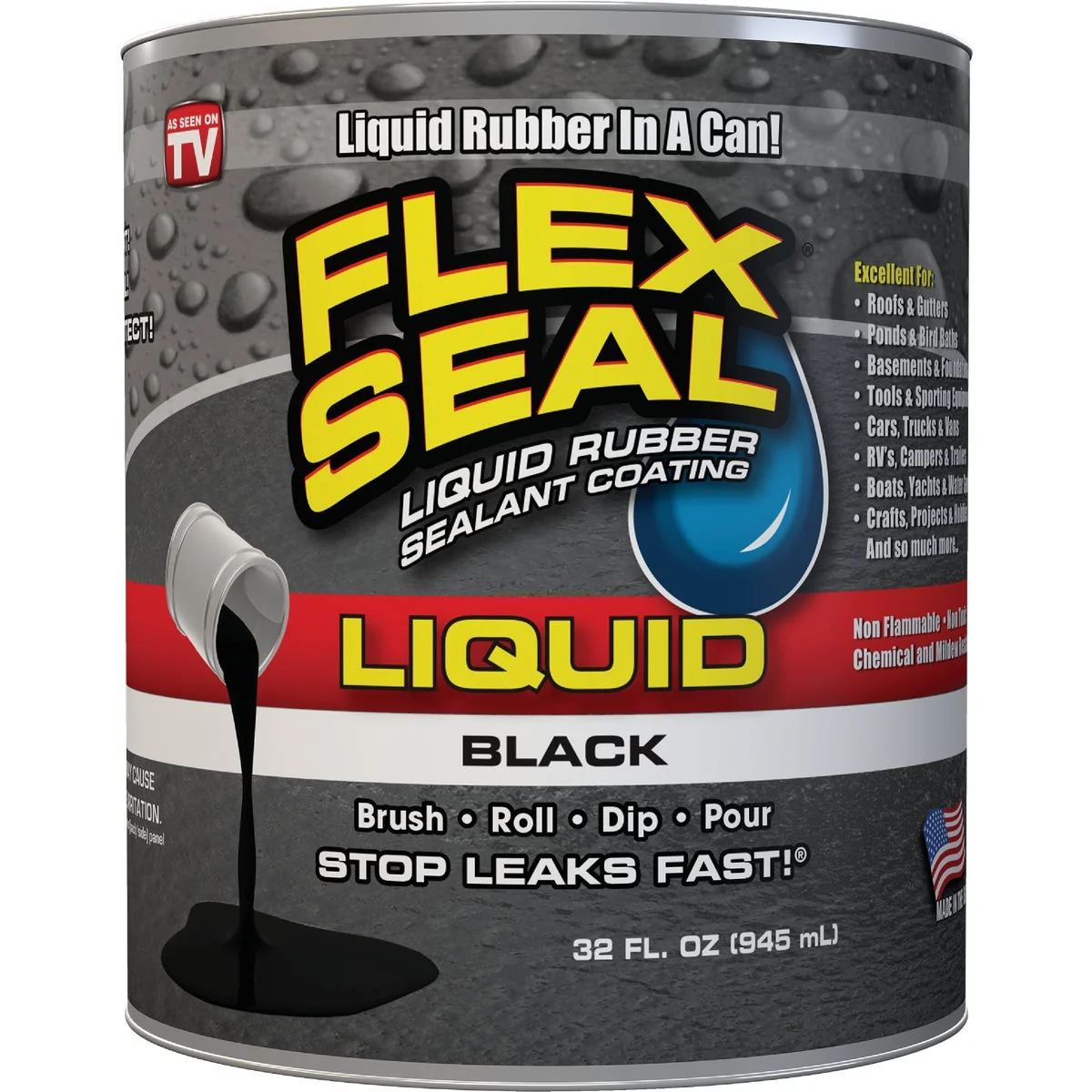 Original FLEX SEAL 1 Qt. Liquid Rubber Sealant Black High-Quality