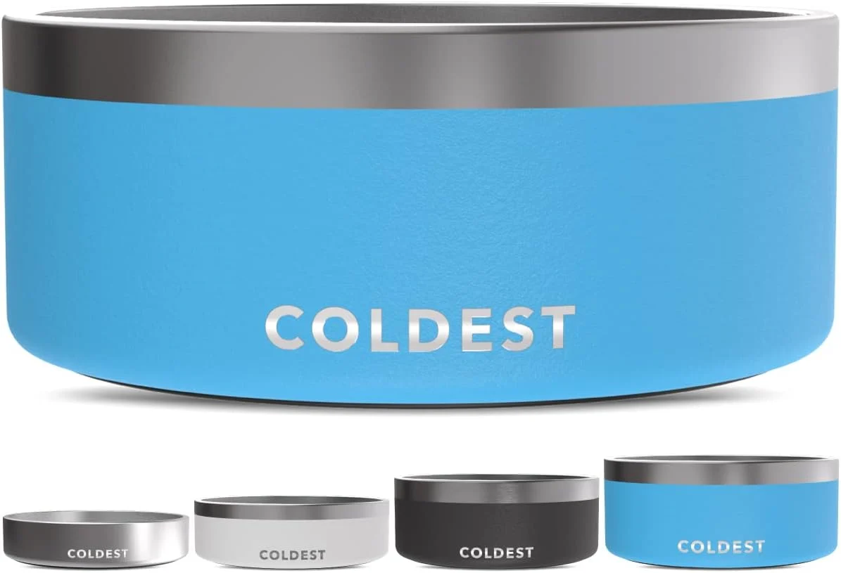 Dependable Coldest Dog Bowl – Anti Rust Metal Non Slip 3 Layers Insulated Stainless Steel Dog Bowls – Spill Proof Heavy Duty – Water Bowl for Dogs Cats Pets Dish Washer Safe 100 oz Celestial Blue Versatile