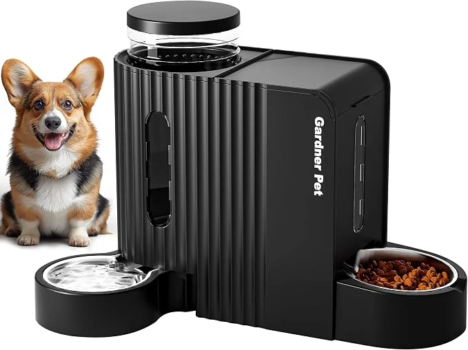 Recyclable Automatic Gravity Pet Feeder 1.8 Gallons 2 Dog Feeder and Water Dispenser Set Luxury