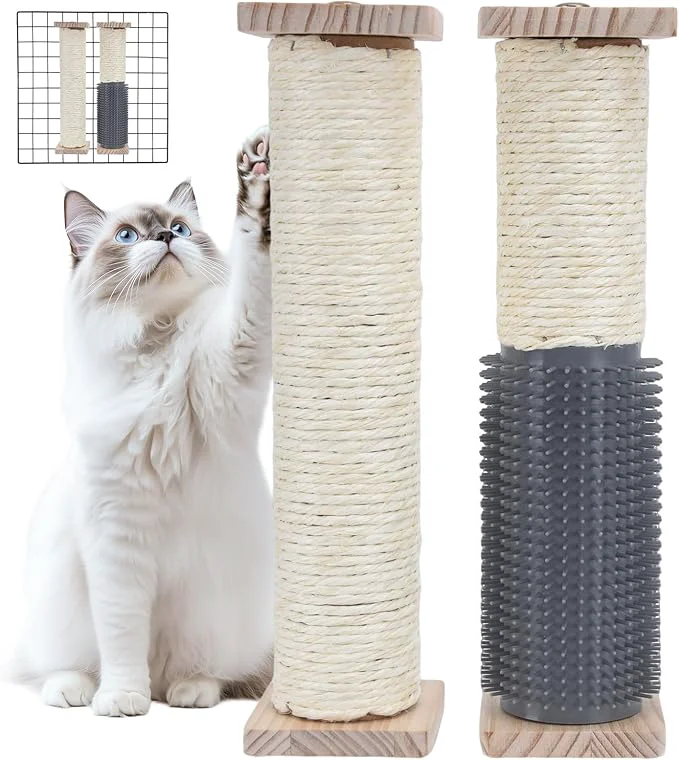 Functional 2 Pack Cat Scratching Post for Crate Cage Wall Mounted Cat Scratcher Post with Self Groomer and Massager Cat Cage Scratcher Pole to Scratch and Climbing 12.2×2.4in About ThisOverview Minimalist