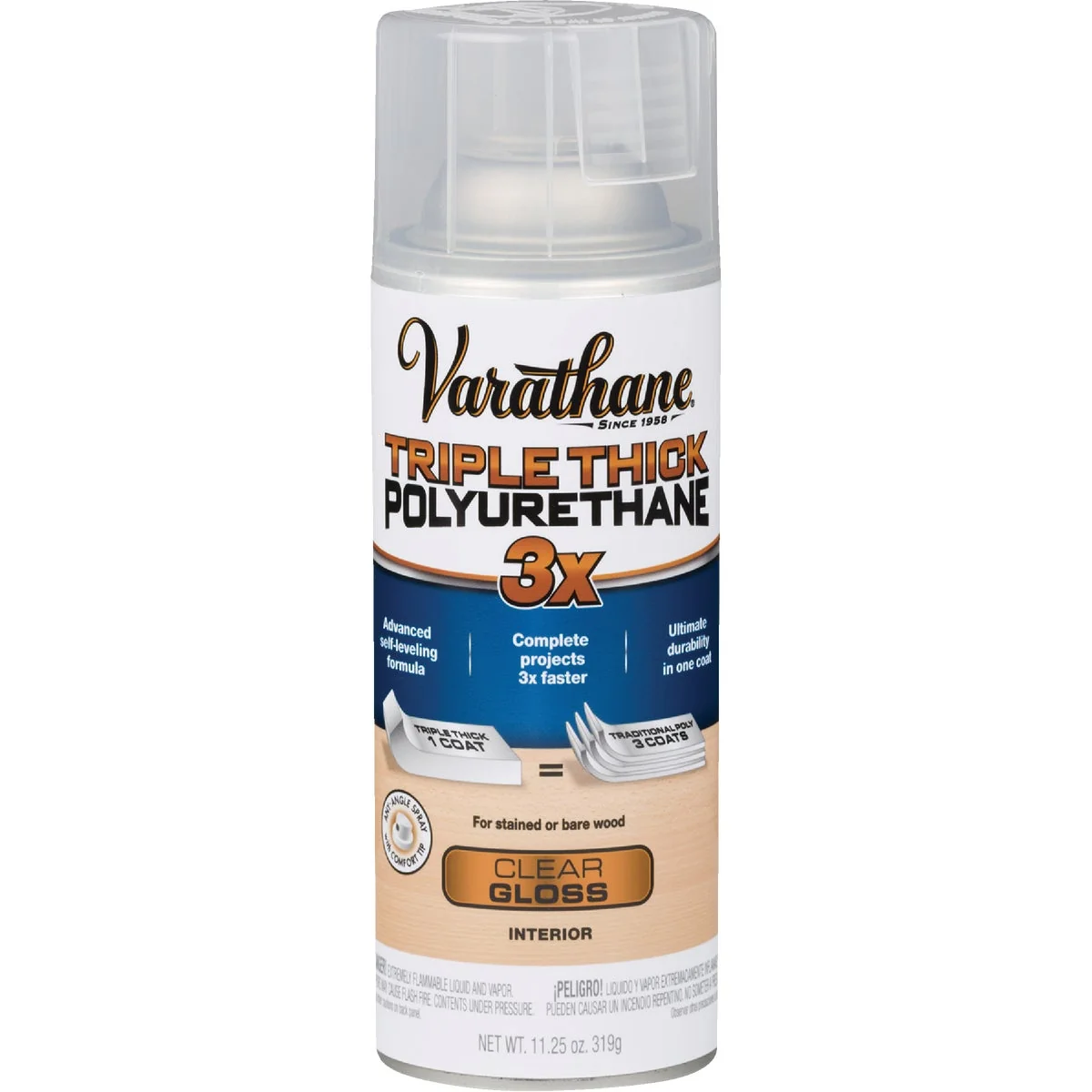 Flexible Varathane Triple Thick Gloss Clear Spray Polyurethane 11.25 Oz. Superior