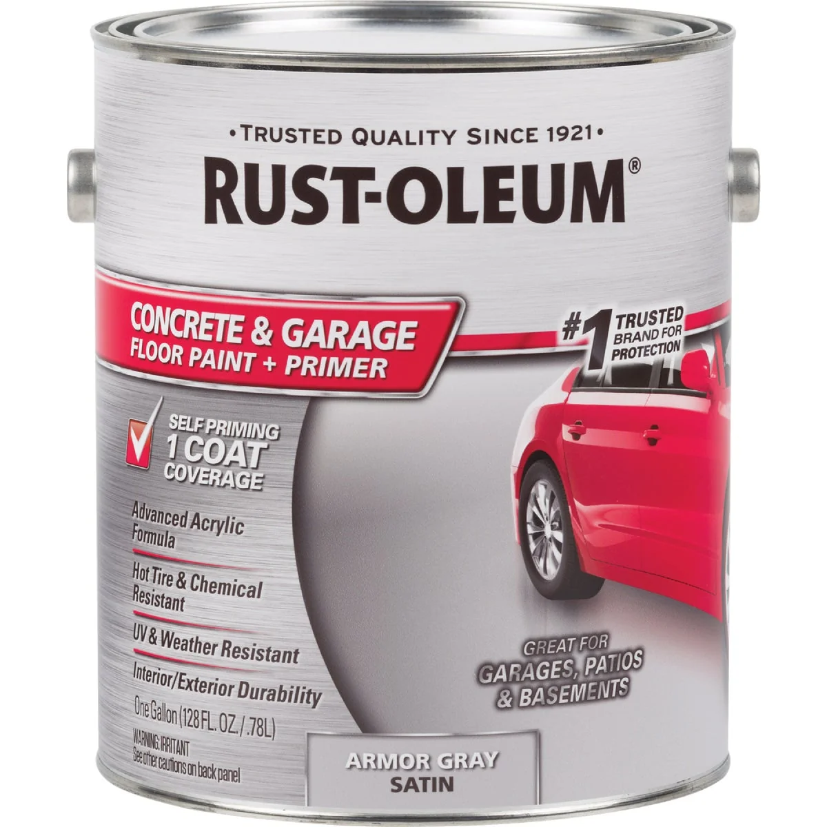 Eco-Friendly Rust-Oleum Concrete Garage Floor Paint Primer 1 Gal. Armor Gray Fine