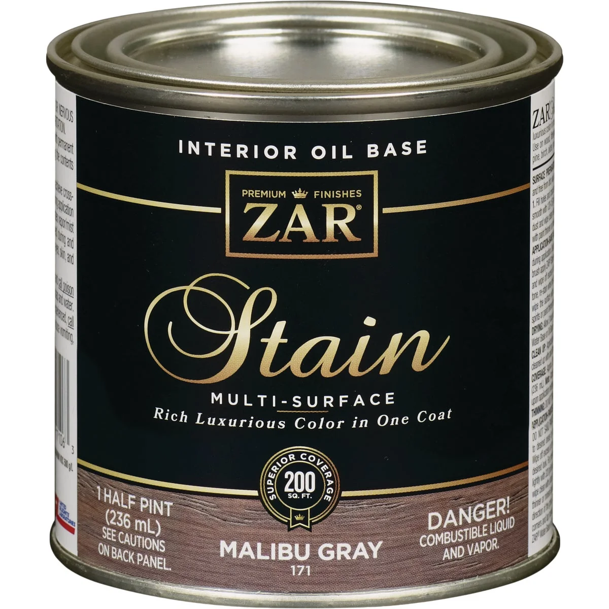 Superior ZAR Oil-Based Wood Stain Malibu Gray 1 2 Pt. Easy-to-Use