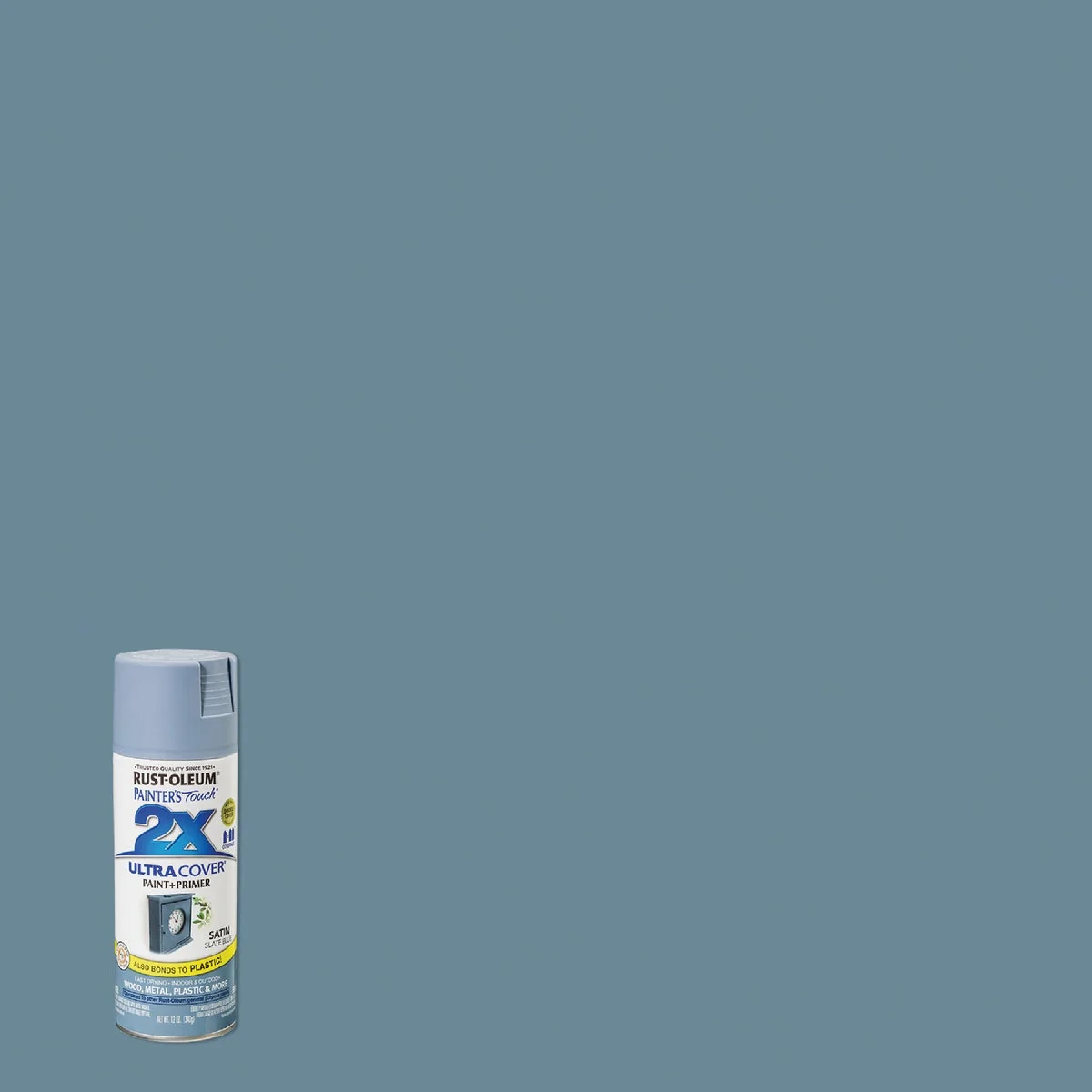 Premium Rust-Oleum Painter’s Touch 2X Ultra Cover 12 Oz. Satin Paint Primer Spray Paint Slate Blue Consistent