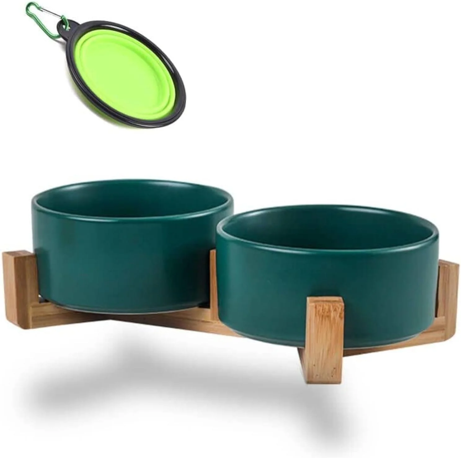 Verified Petygooing Dog Bowls Green Ceramic Cat Dog Bowl Set with Stand for Food and Water Feeder Non-Slip Cute Modern Pet Dishes for Cats Small and Medium Size Dogs 28OZ 6.1 in Expertly Made