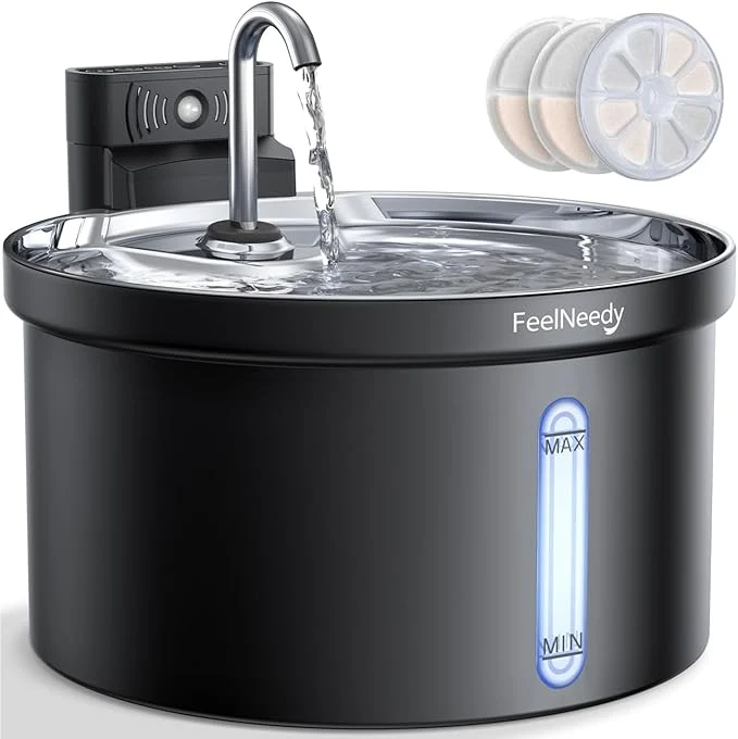 Verified Wireless Cat Water Fountain FEELNEEDY 4000mAh Battery Operated Cat Fountain Trendy