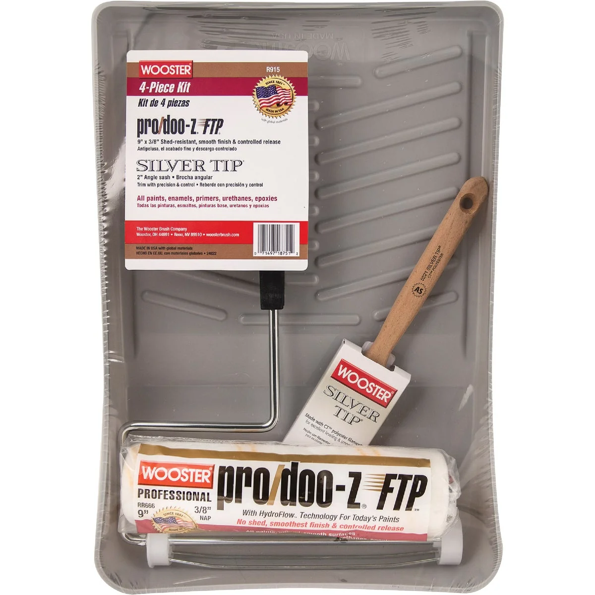 Powerful Wooster Pro Doo-Z FTP Silver Tip Roller Tray Set 4-Piece Durable