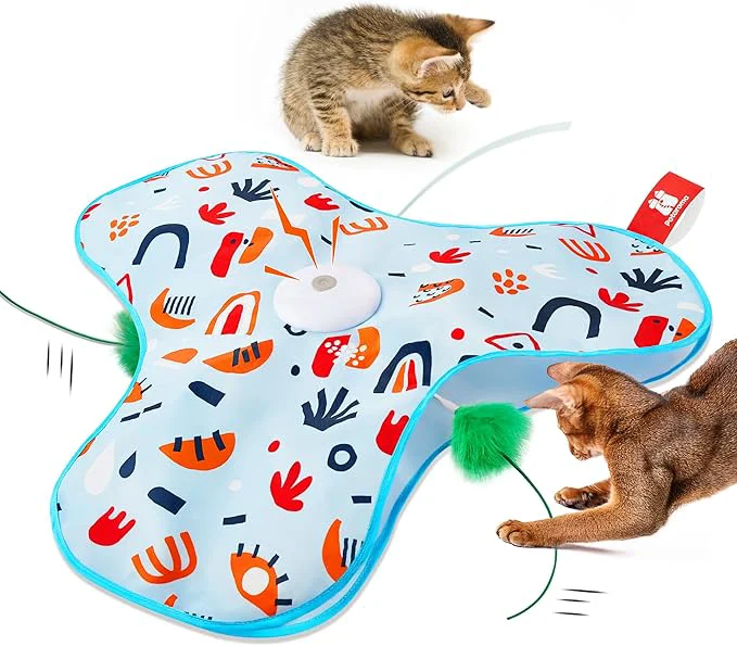 Detailed Potaroma Hide and Seek Interactive Cat Toys Moving Concealed Wand Feather Stylish