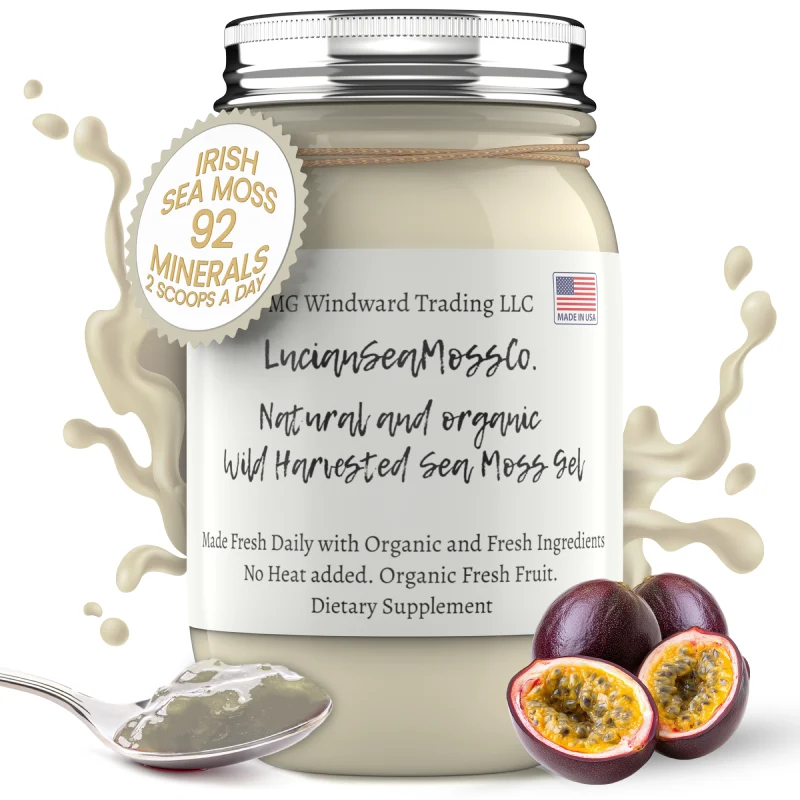 Clean Fresh Organic Passion Fruit Infused Sea Moss Gel Long-Lasting