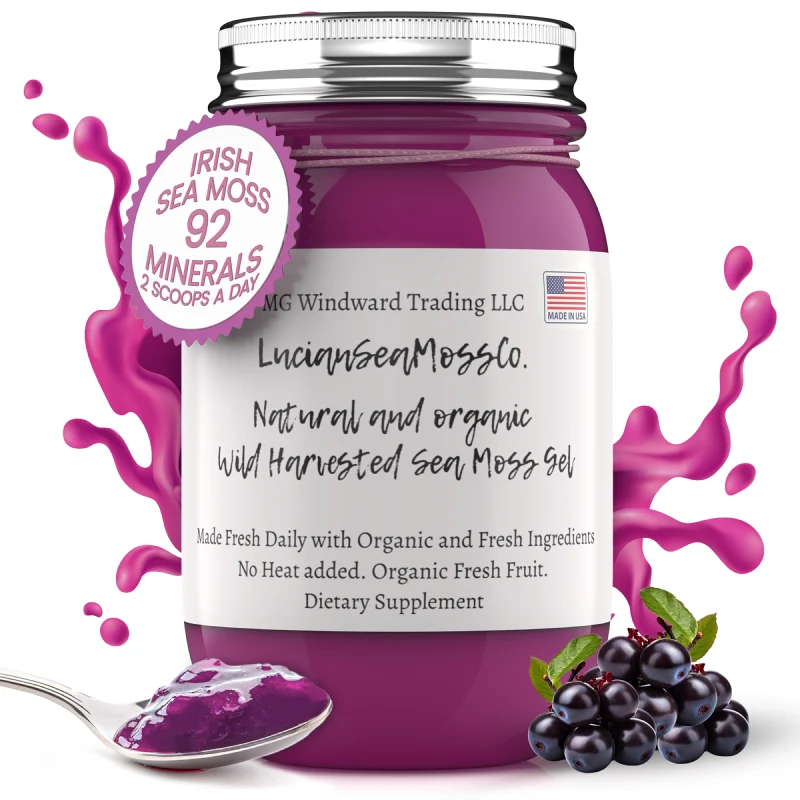 Recyclable Fresh Organic Berry Acai Infused Sea Moss Gel Reusable