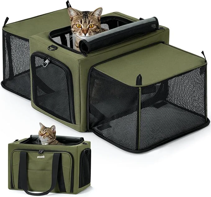 Original Design Pecute Cat Carrier Expandable Stable Pet Carrier Relaxed