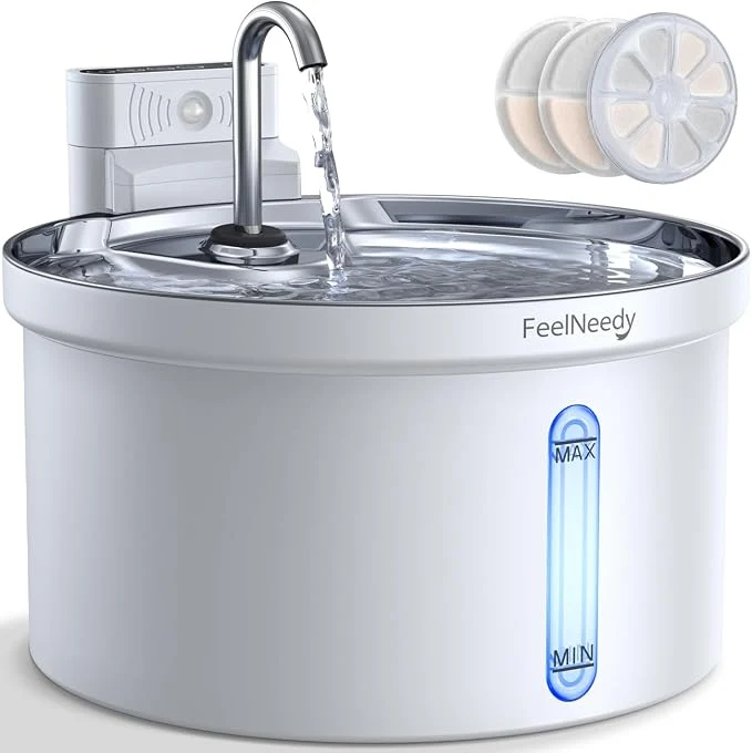 Dependable Wireless Cat Water Fountain FEELNEEDY Automatic Pet Water Dispenser Easy-to-Use