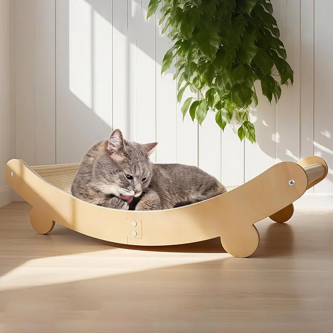 Stylish Cat Scratcher Bed Sisal Cat Scratching Bed Hammock for Indoor Cats Sisal Chair Scratch Post Scratching Mat for Large Cats Scratcher Lounger Wooden Cat FurnitureAbout ThisOverview Sustainable