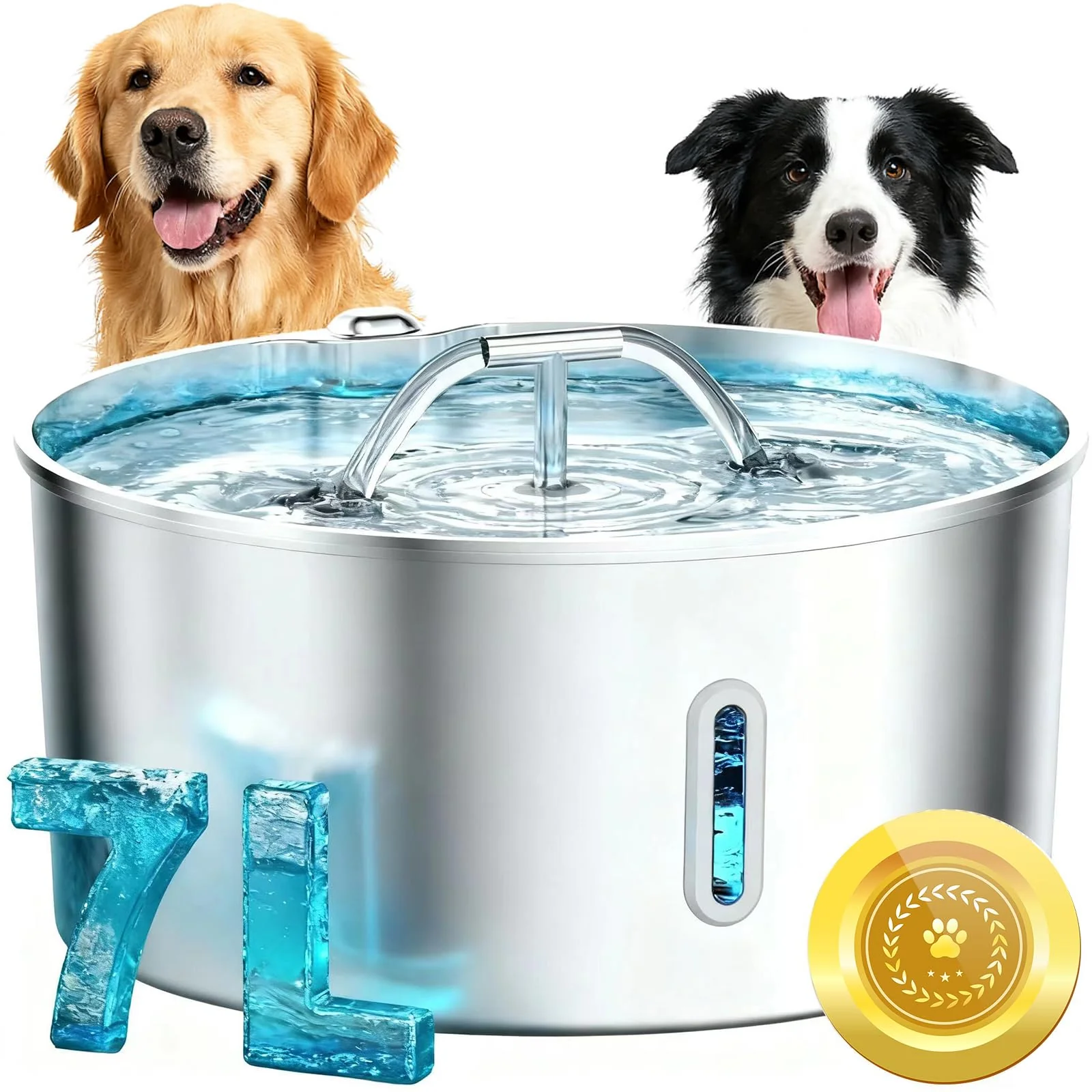 Organic Wonder Creature Dog Water Fountain 7L Stainless Steel – Ultra-Quiet Pump Large Drinking Area Expertly Made
