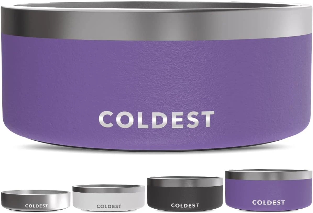 Green Coldest Dog Bowl – Anti Rust Metal Non Slip 3 Layers Insulated Stainless Steel Dog Bowls – Spill Proof Heavy Duty – Water Bowl for Dogs Cats Pets Dish Washer Safe 100 oz Galaxy Purple Fashionable