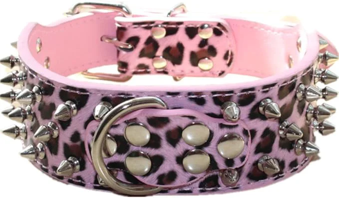 Fine Serijoars Spiked Studded Dog Collar PU Leather Dog Collar Adjustable Pet Organic