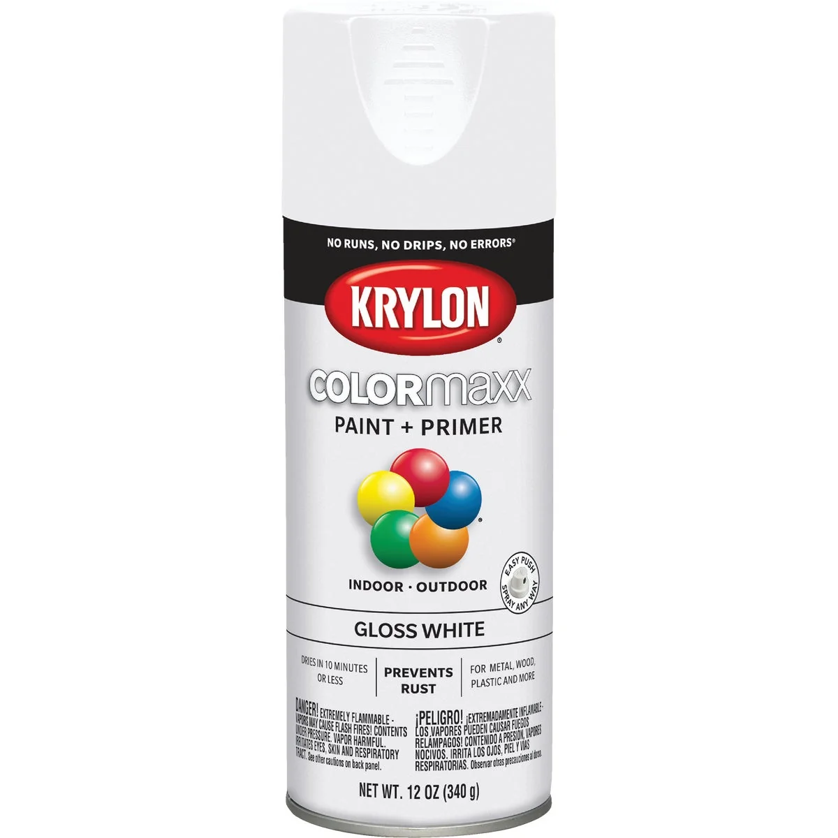 Clean Krylon ColorMaxx 12 Oz. Gloss Spray Paint White Dependable
