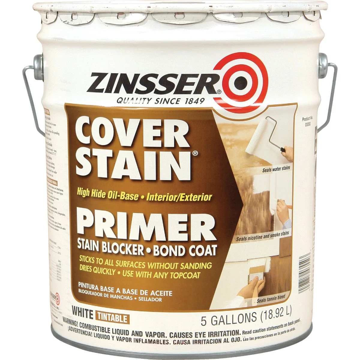 Powerful Zinsser Cover-Stain VOC High Hide Oil-Base Interior Exterior Stain Blocker Primer White 5 Gal. Practical