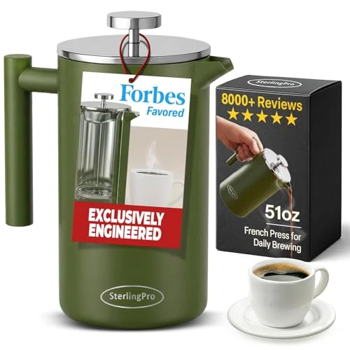 Trusted Non Toxic Large Insulated Stainless Steel French Press Coffee Maker 51oz Capacity Innovative