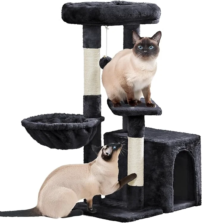 Modern Yaheetech Cat Tree 34in Cute Cat Tower for Indoor Cats Multi-Level Pet Condo Furniture Activity Center Cat Bed w Scratching Post Dangling Ball Platform for Kittens BlackAbout ThisOverview Specialty
