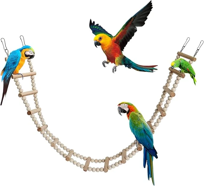 Prestigious Bird Ladder Bridge Wooden Pet Hamster Climbing Swing Toys Cage Accessories Fine